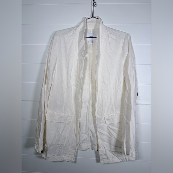 NWT Old Navy Off White Linen Blend Blazer Medium - Picture 1 of 8
